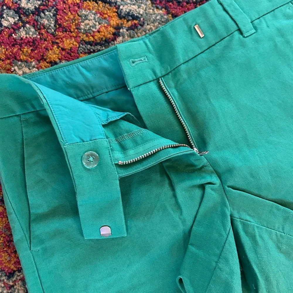 J. Crew | Women’s Green Linen Blend Scalloped Hem Shorts Size 0